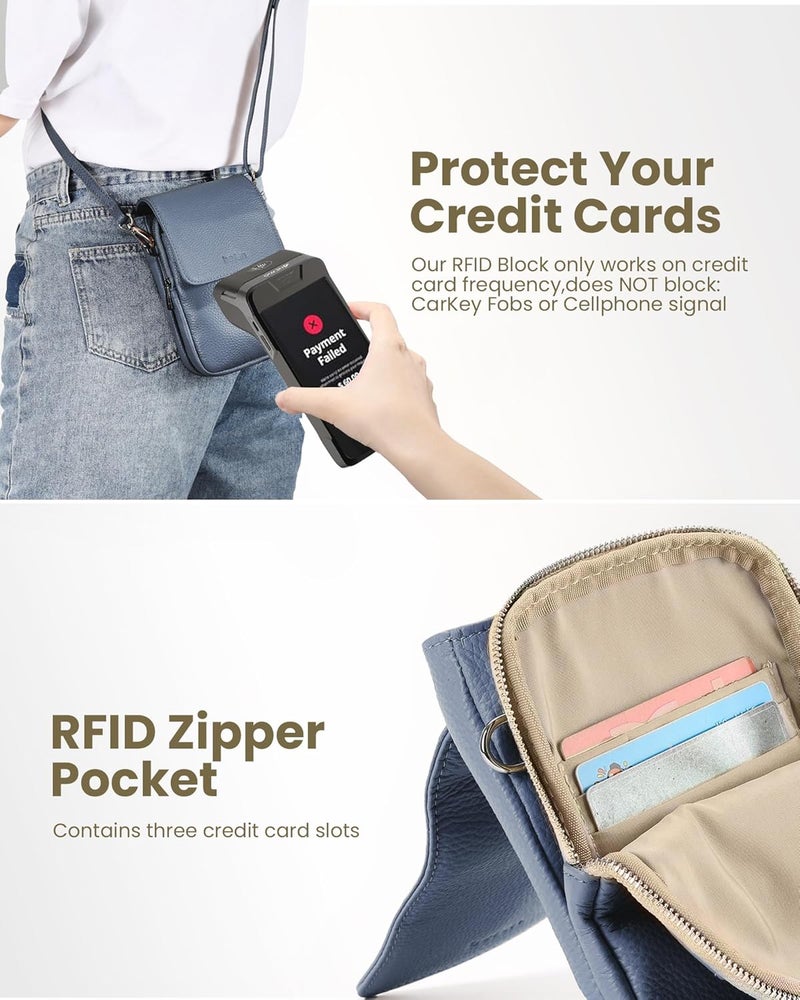 befen Genuine Leather Small Crossbody Bags for Women, Cell Phone Cross body Purse Bag with RFID Blocking Card Slots - Image 2